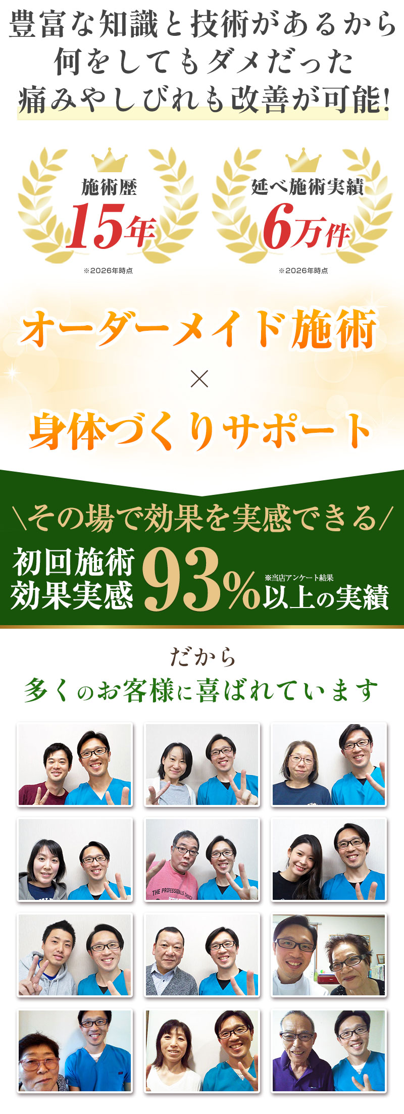 初回施術効果実感93%以上